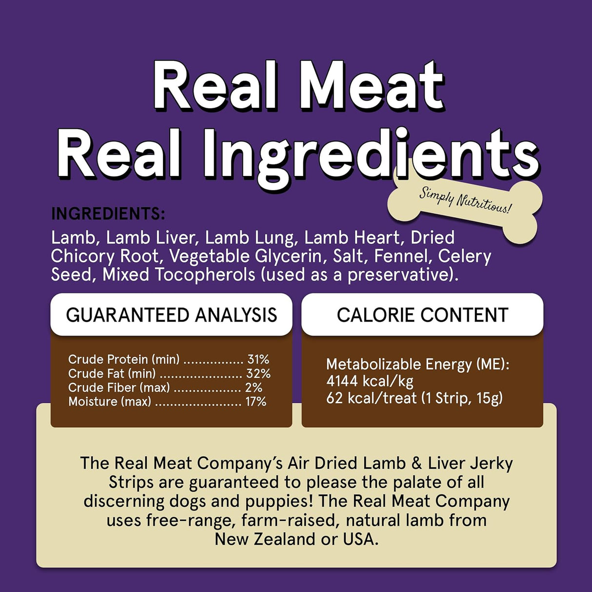 The Real Meat Company Lamb & Liver Long Jerky Stix Dog Treats, 8oz