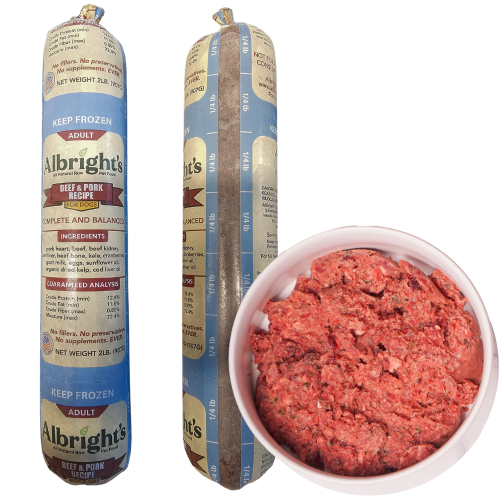 Albrights Beef & Pork Formula Raw Frozen Complete Diet Dog Food - 2lb (16ct/32lb Case)