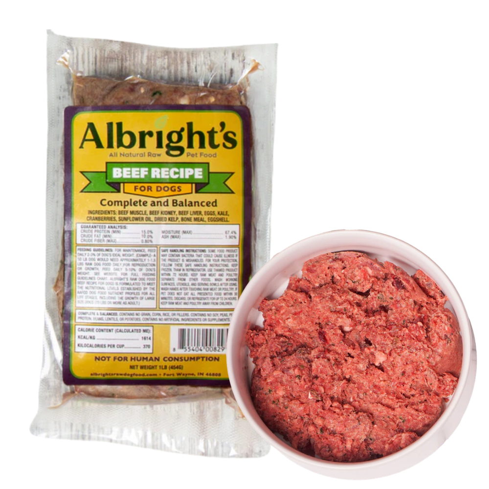 Albrights Beef Formula Raw Frozen Complete Diet Dog Food - 1lb (30ct/30lb Case)