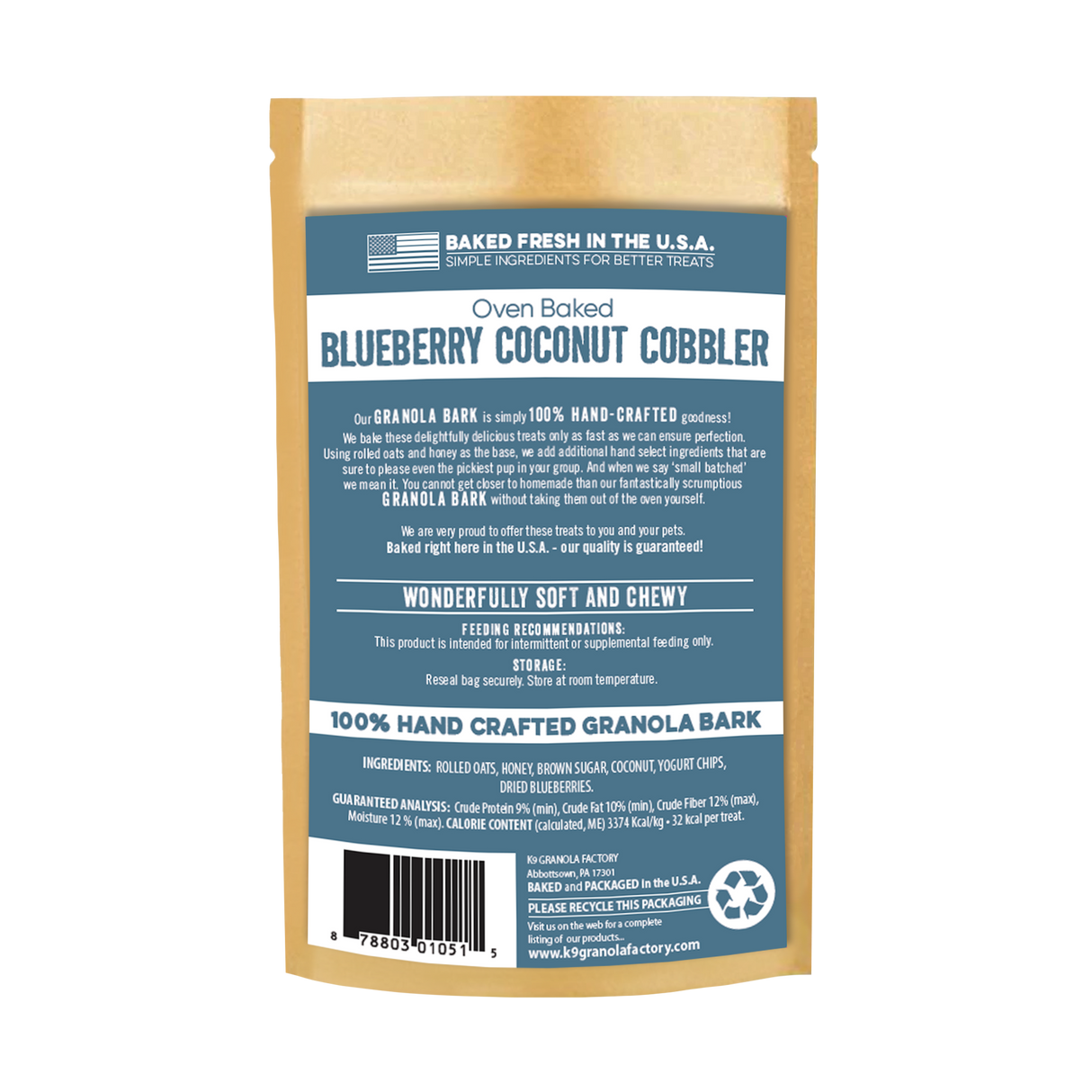 K9 Granola Factory Granola Bark Dog Treats, Blueberry Coconut Cobbler Recipe 10oz