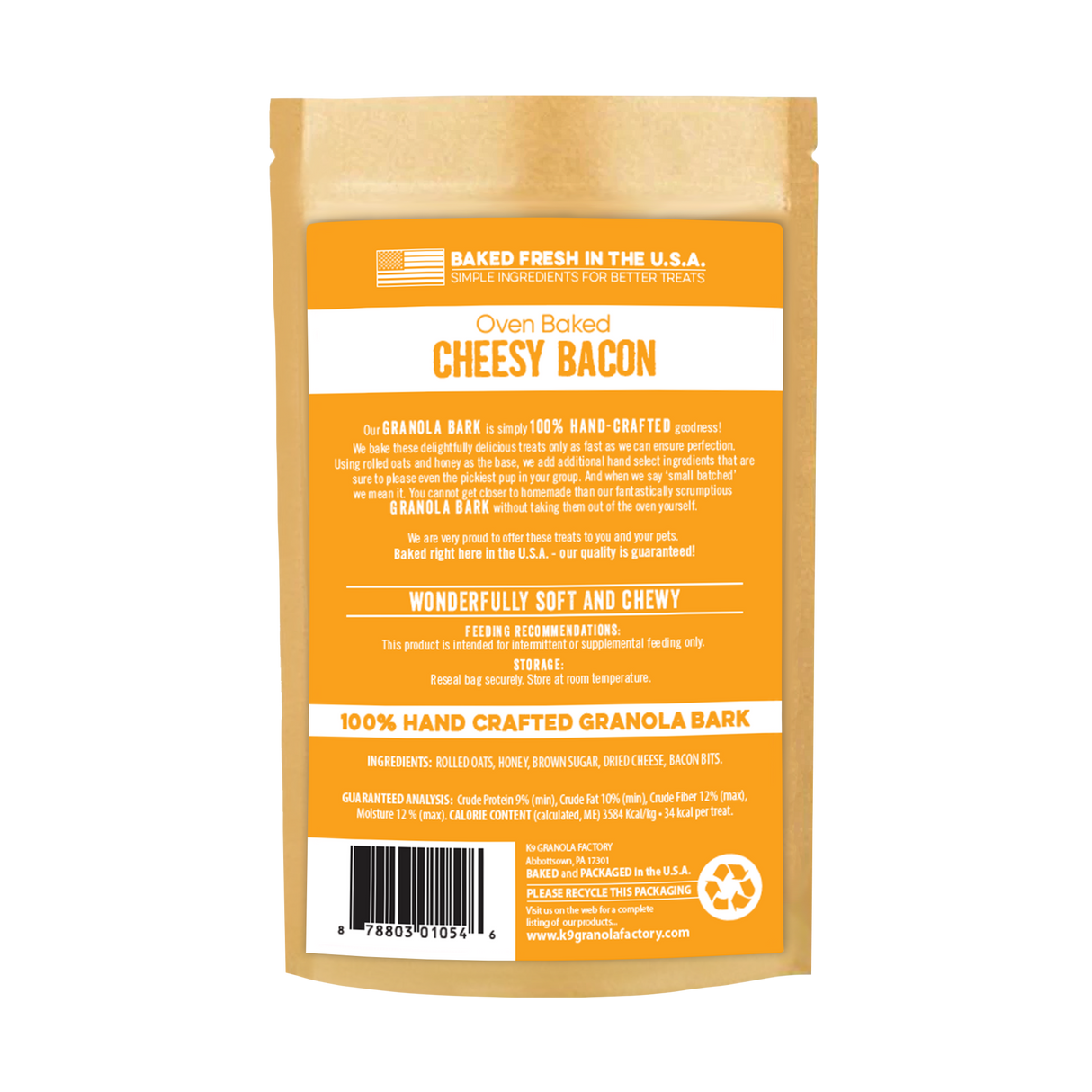 K9 Granola Factory Granola Bark Dog Treats, Cheesy Bacon Recipe 10oz