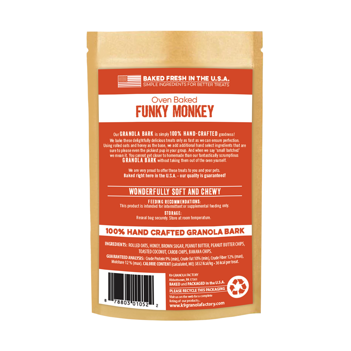 K9 Granola Factory Granola Bark Dog Treats, Funky Monkey 10oz