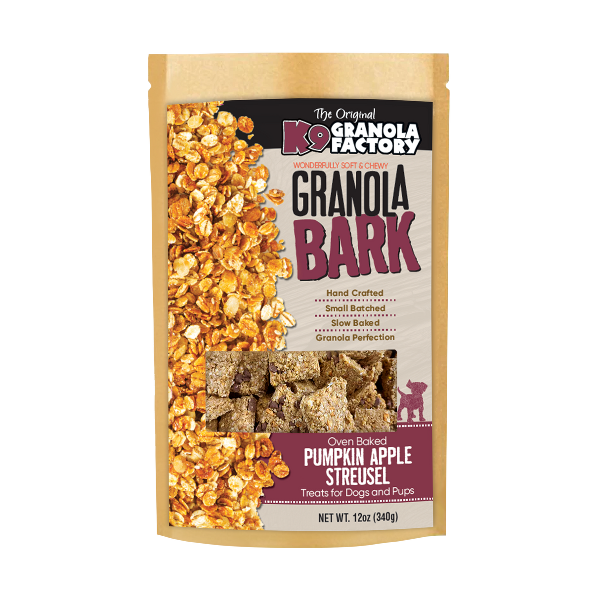 K9 Granola Factory Granola Bark Dog Treats, Pumpkin Apple Streusel Recipe 10oz