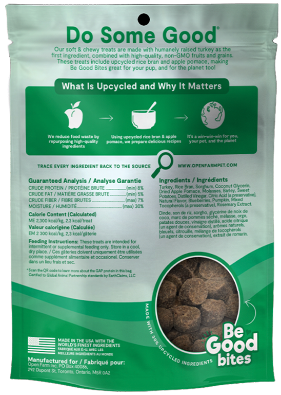 Open Farm Be Good Bites Turkey Recipe Soft & Chewy Dog Treats, 6oz