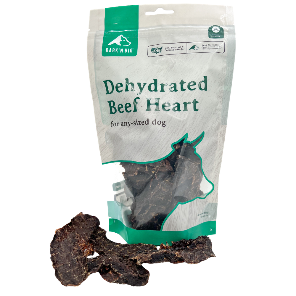 BarkNBig USA Natural Dehydrated Beef Heart Jerky Filets Dog Treats, 3.5 oz bag