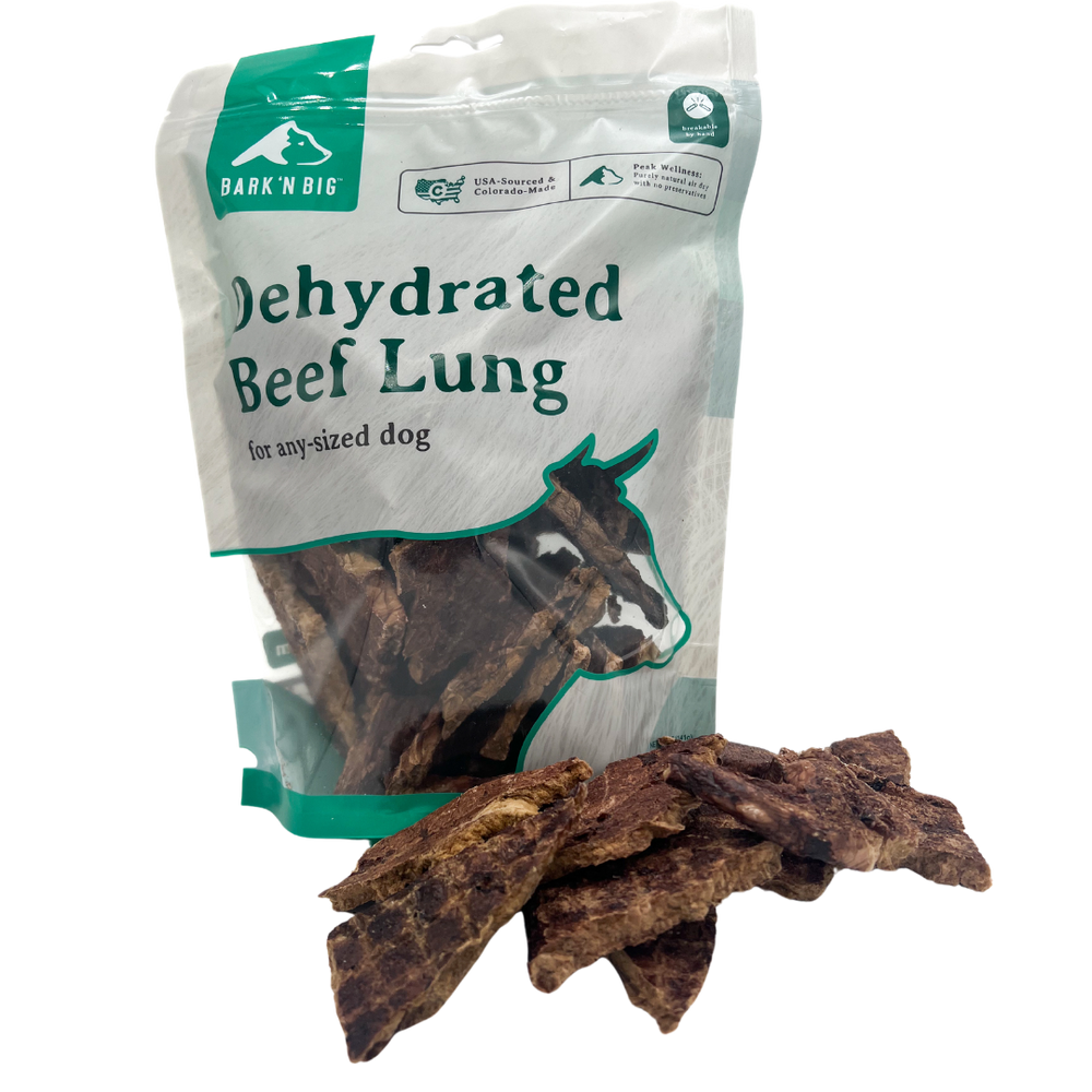 BarkNBig USA Natural Dehydrated Beef Lung Filets Dog Treats, 5 oz bag