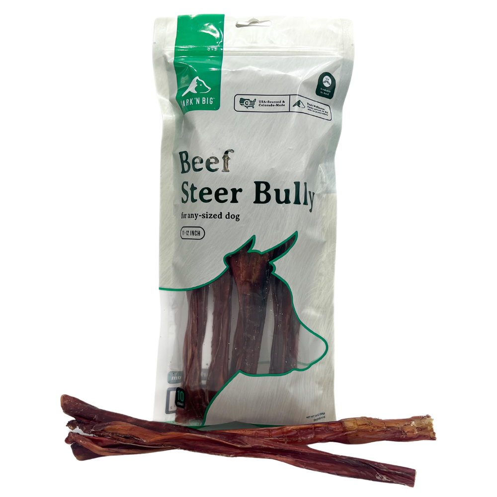 BarkNBig USA Odor Free Beef Steer Stick Dog Treat, 10-11"