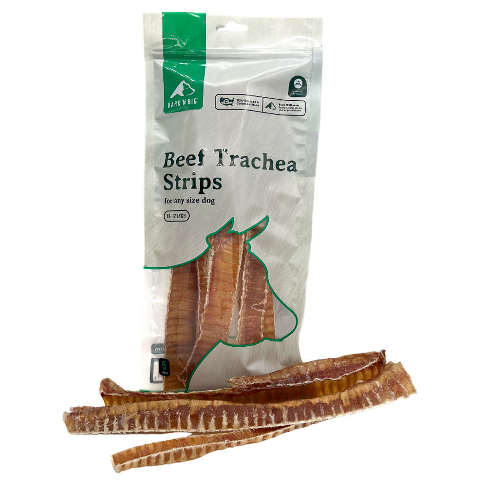 BarkNBig USA Beef Trachea Strips Dog Treat, 10-12in