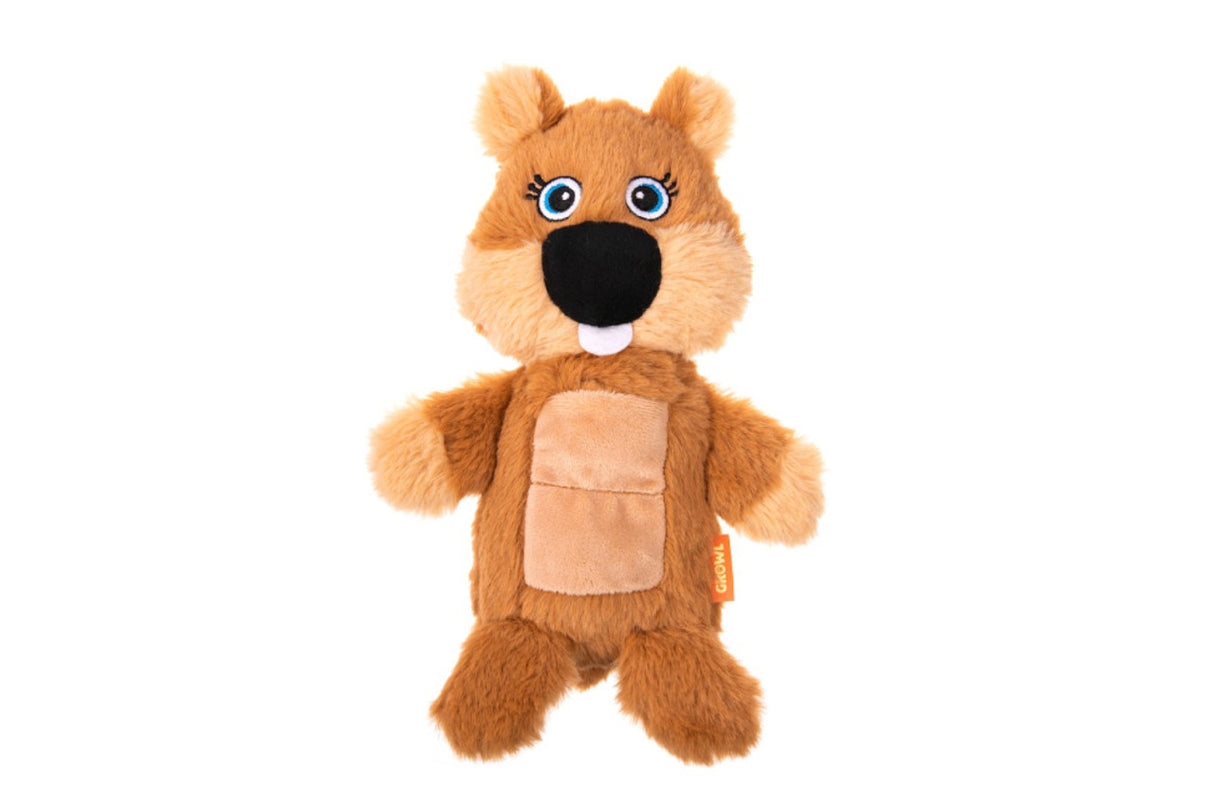 Growl Belly Boomerz Plush Dog Toy, Brown Beaver