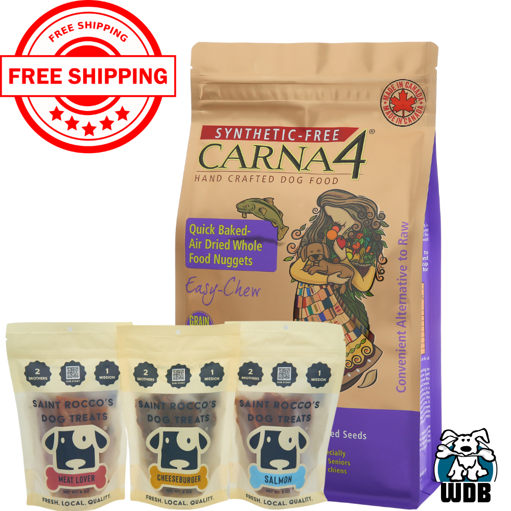 Carna4 All Life Stages Easy Chew Fish Formula Dry Dog Food + Saint Rocco's BUNDLE