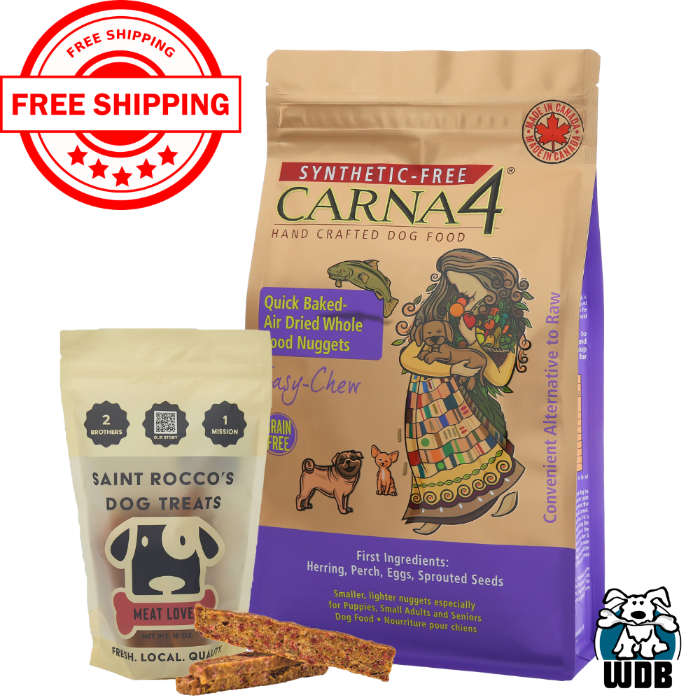 Carna4 All Life Stages Easy Chew Fish Formula Dry Dog Food + Saint Rocco's Meat Lover BUNDLE