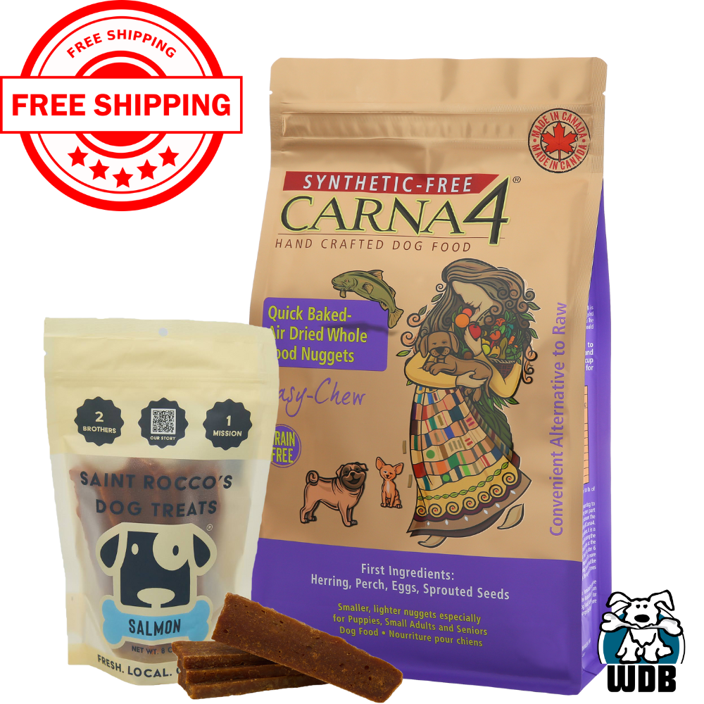 Carna4 All Life Stages Easy Chew Fish Formula Dry Dog Food + Saint Rocco's Salmon BUNDLE