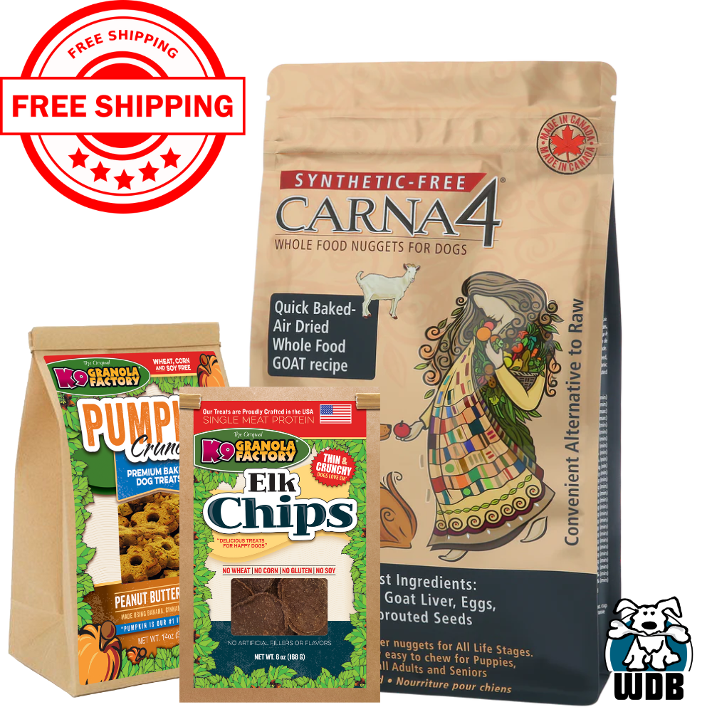 Carna4 All Life Stages Easy Chew Goat Formula Dry Dog Food + K9 Granola Factory BUNDLE