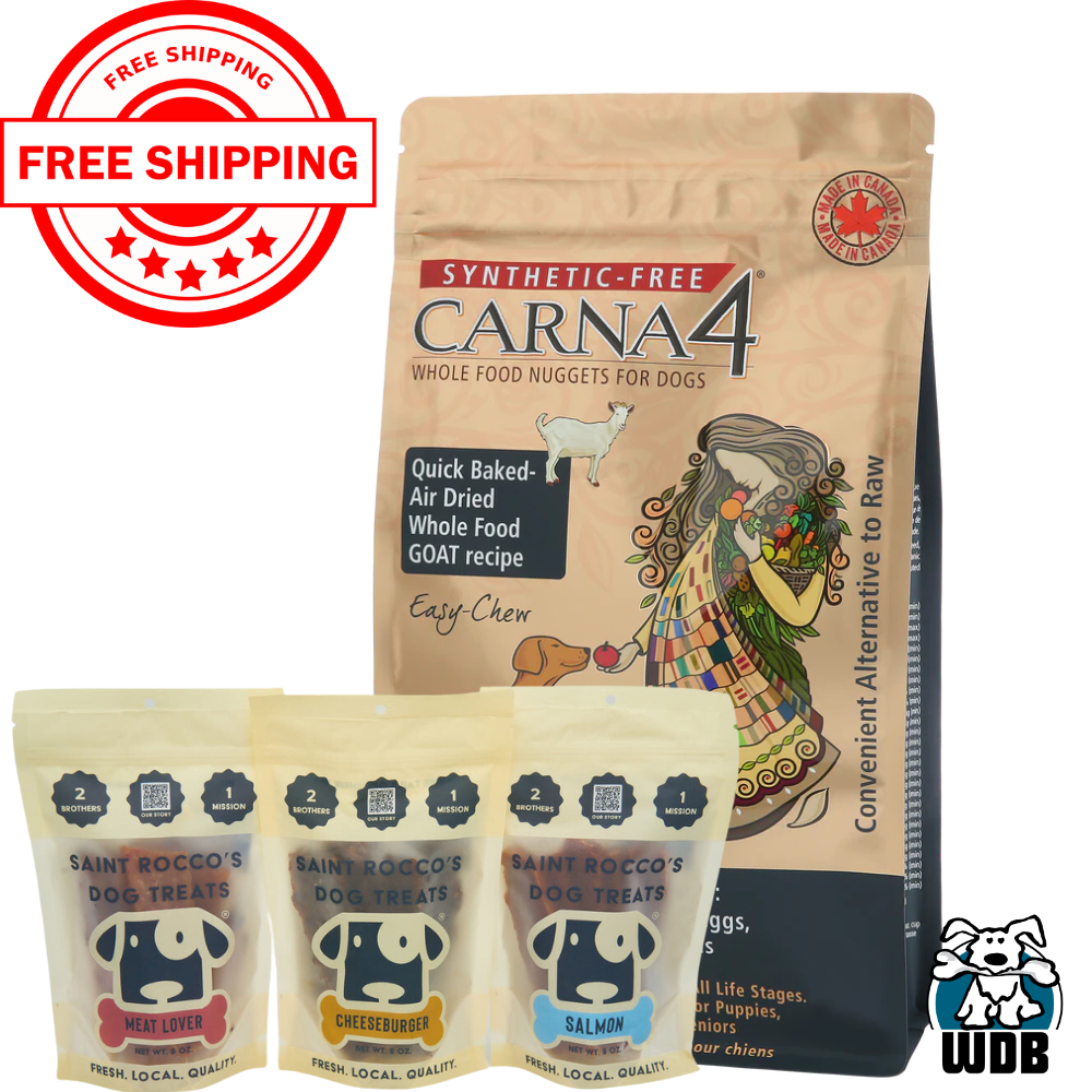 Carna4 All Life Stages Easy Chew Goat Formula Dry Dog Food + Saint Rocco's BUNDLE