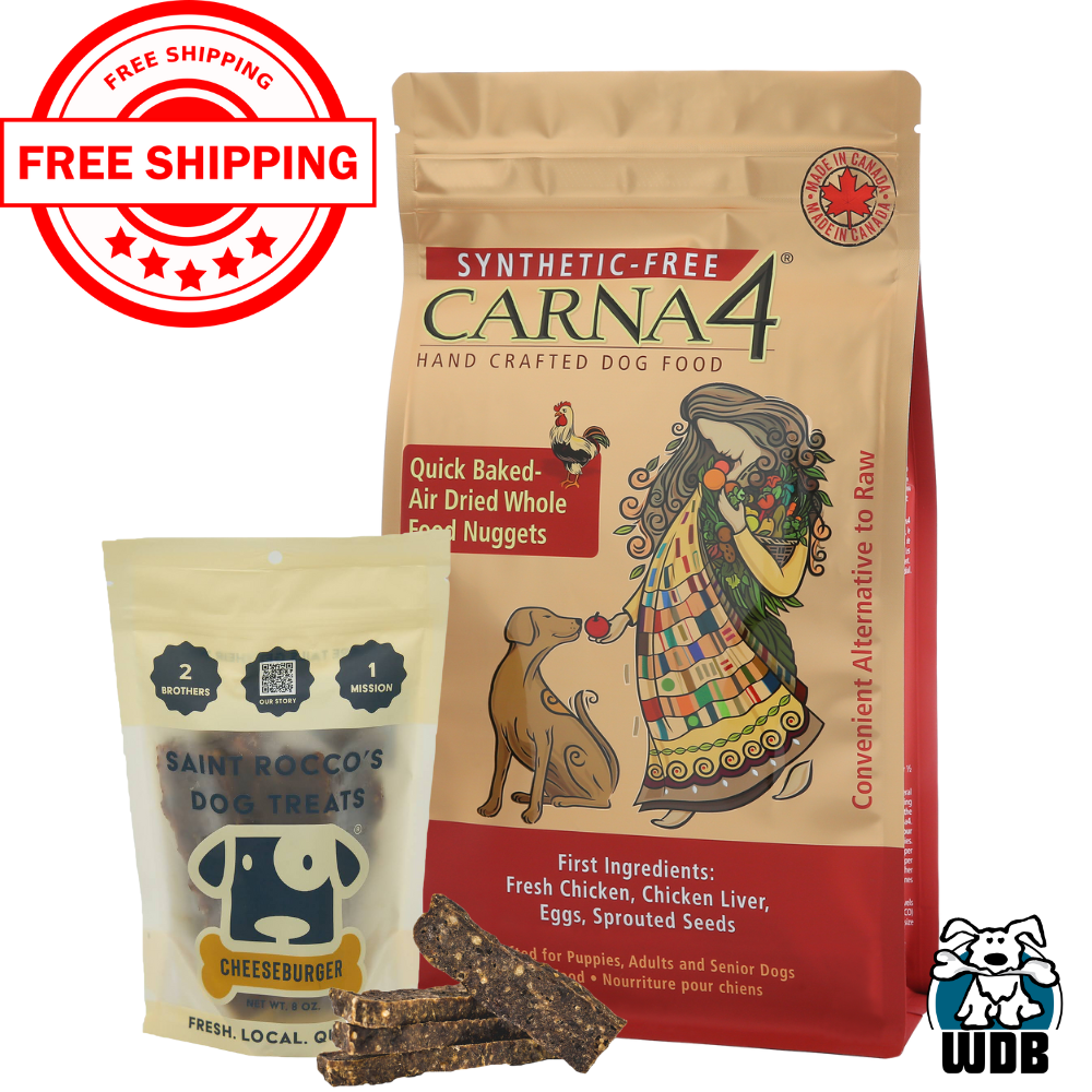 Carna4 All Life Stages Chicken Formula Dry Dog Food +Saint Rocco's Cheeseburger BUNDLE