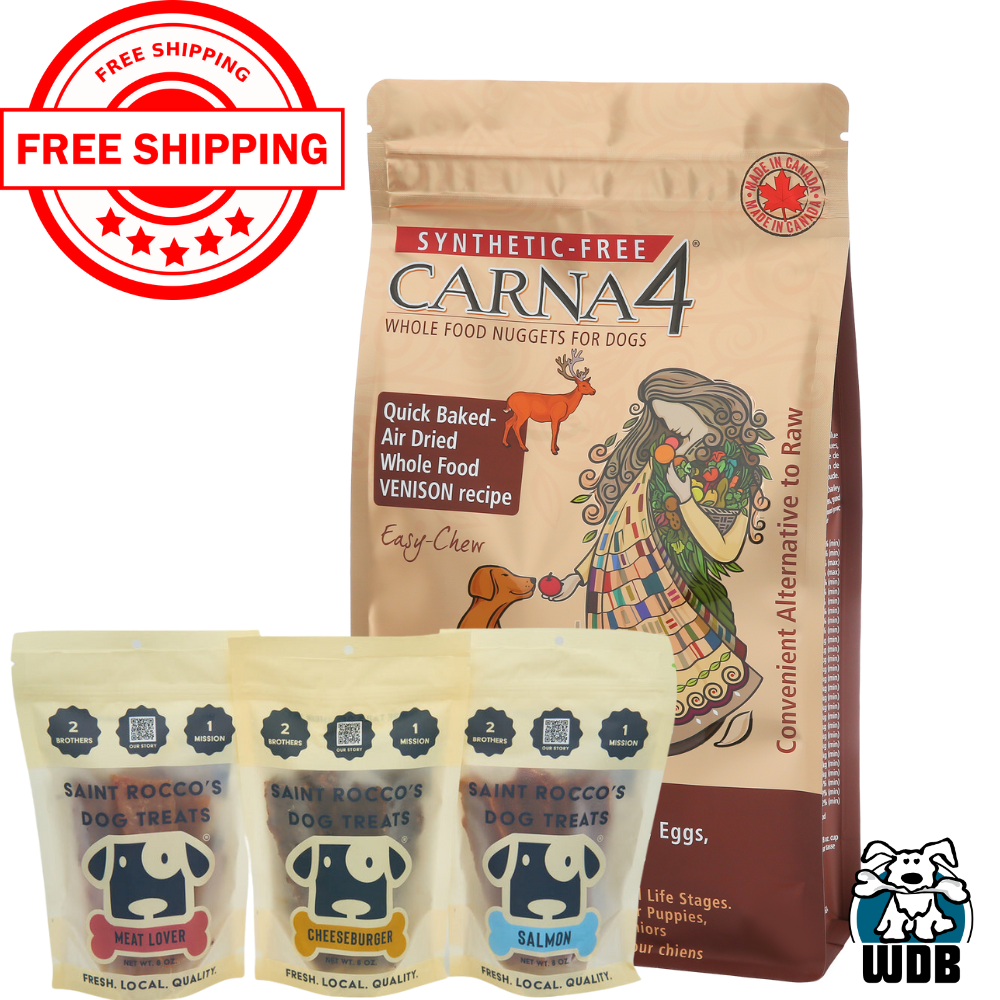 Carna4 All Life Stages Easy Chew Venison Formula Dry Dog Food + Saint Rocco's BUNDLE