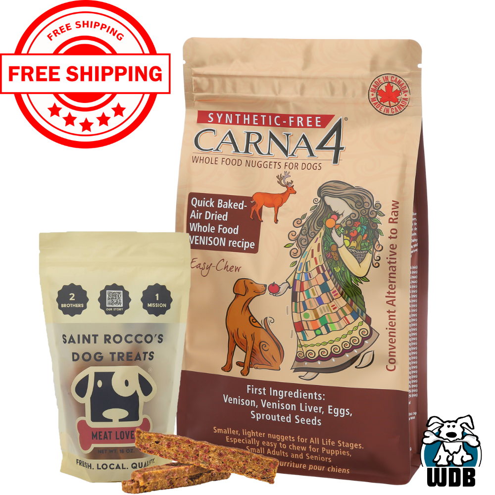 Carna4 All Life Stages Easy Chew Venison Formula Dry Dog Food + Saint Rocco's Meat Lover BUNDLE
