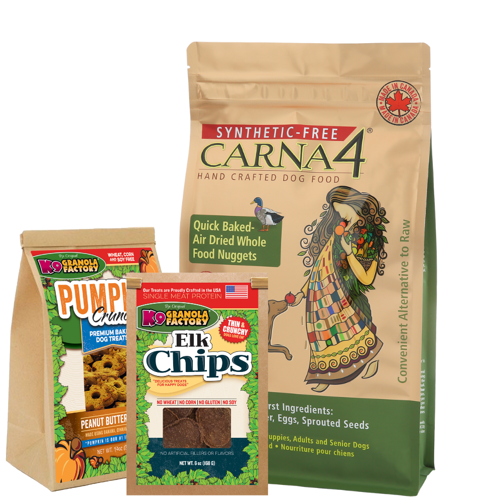 Carna4 All Life Stages Duck Formula Dry Dog Food + K9 Granola Factory Treat BUNDLE