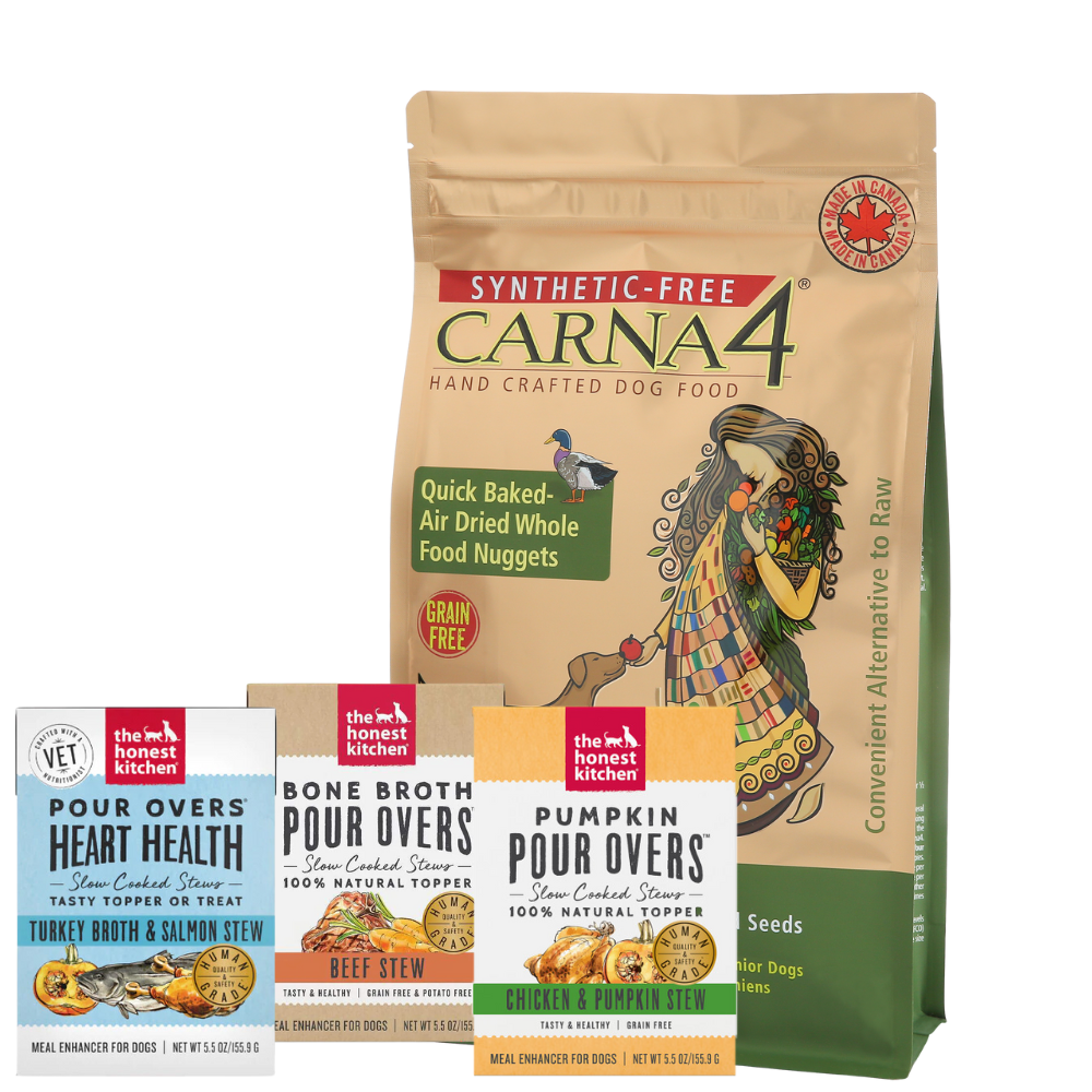 Carna4 All Life Stages Duck Formula Dry Dog Food + The Honest Kitchen Pour Over BUNDLE