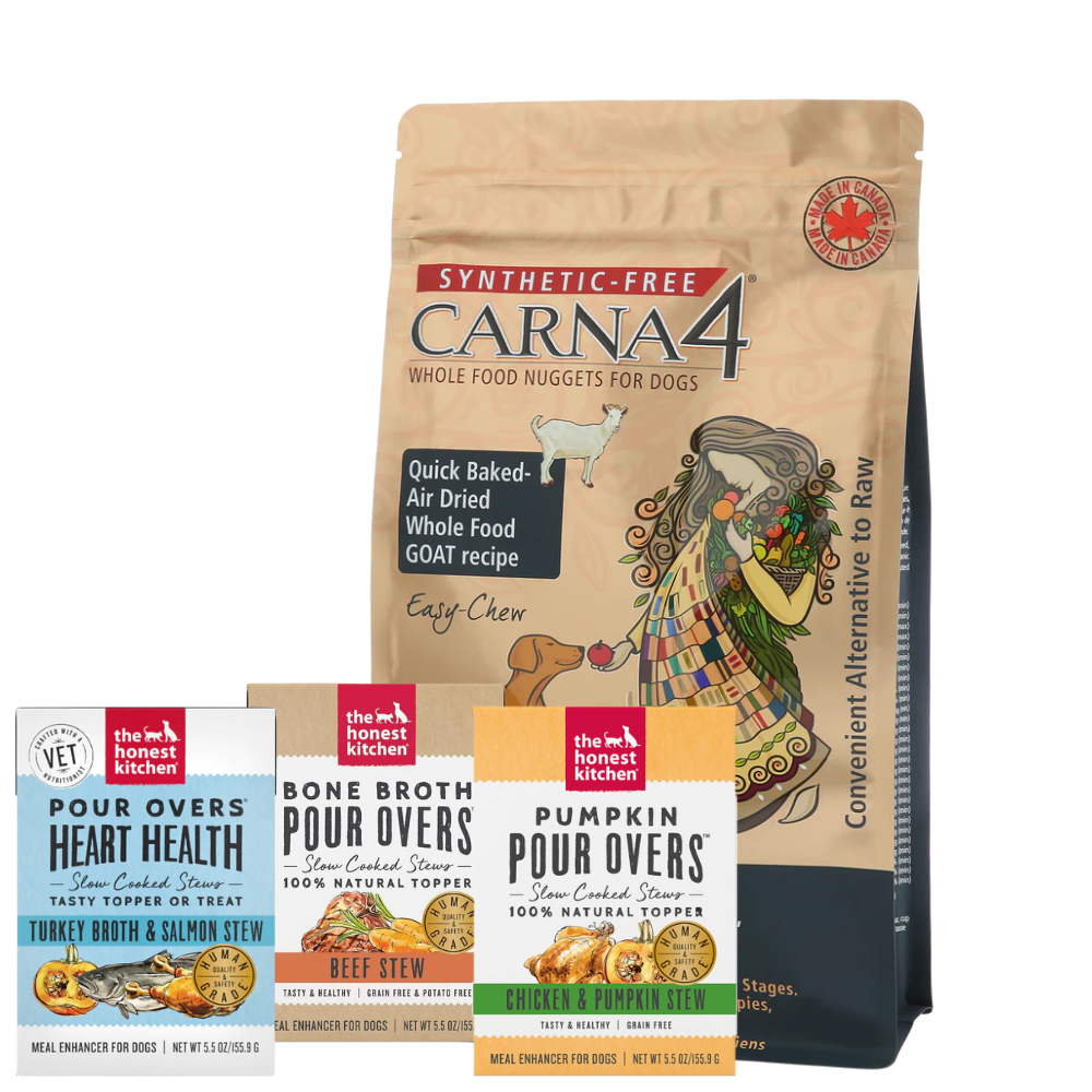 Carna4 All Life Stages Easy Chew Goat Formula Dry Dog Food + The Honest Kitchen Pour Over BUNDLE