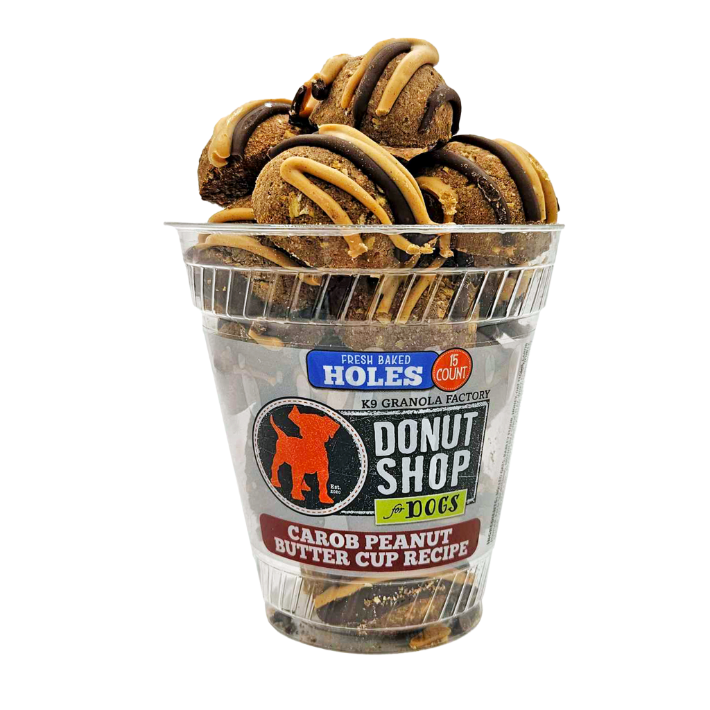 K9 Granola Factory Donut Holes, Carob Peanut Butter Cup Recipe Dog Treats, 15ct
