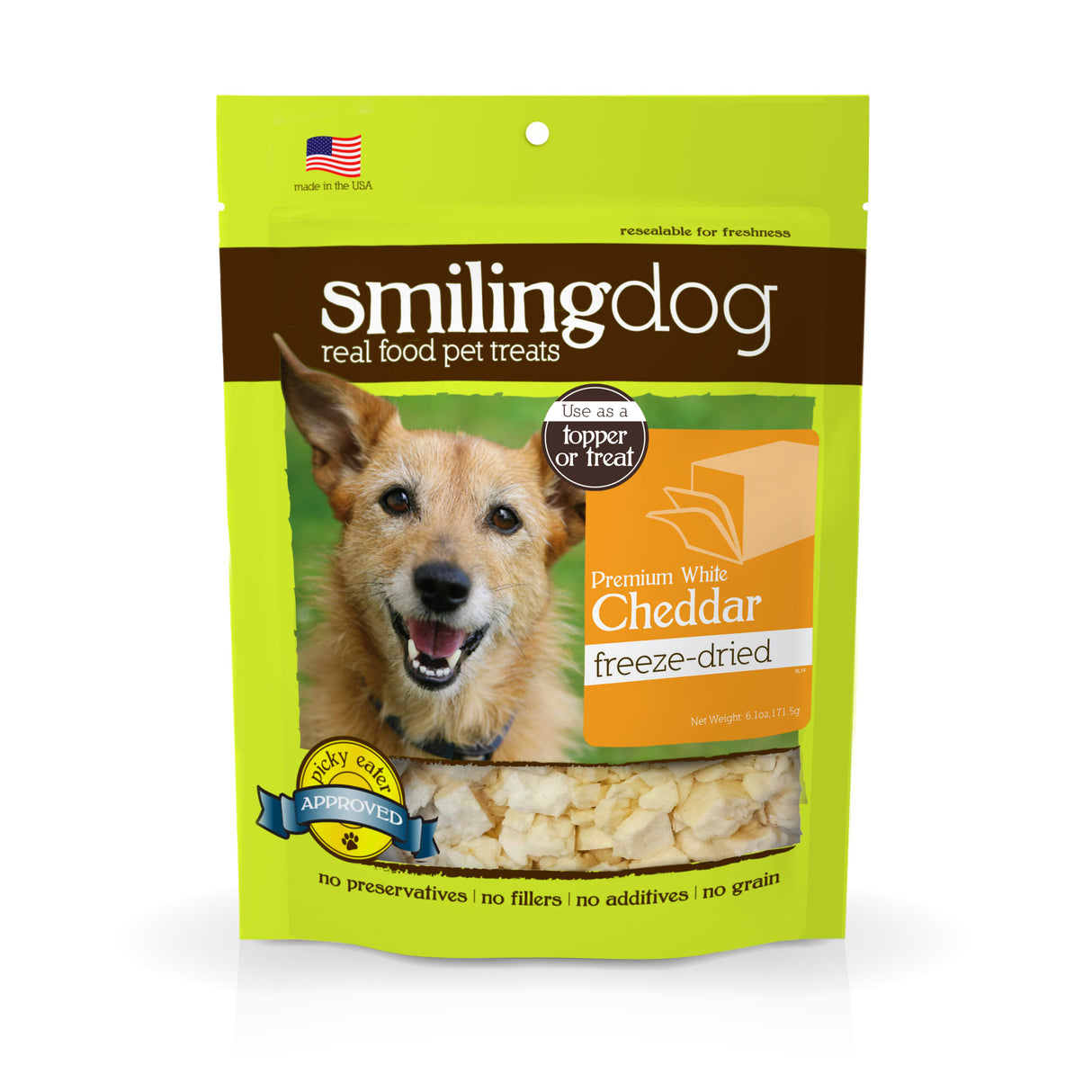 Smiling Dog Freeze Dried Premium Cheddar Cheese Dog Treats, 6.1oz