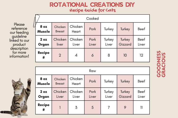 Goodness Gracious Human Grade Synthetic Free DIY Rotational Creation Gently Cooked Frozen Cat Food, 16ct/10lb Case