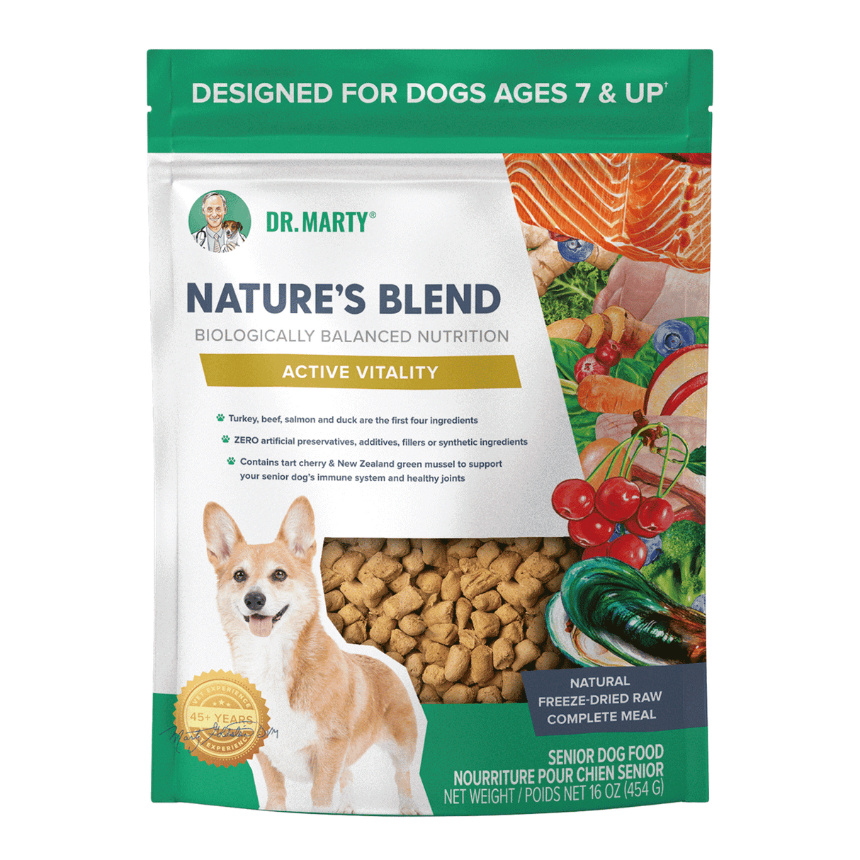 Dr Marty's Nature's Blend Active Vitality Senior Recipe Freeze-Dried Dog Food