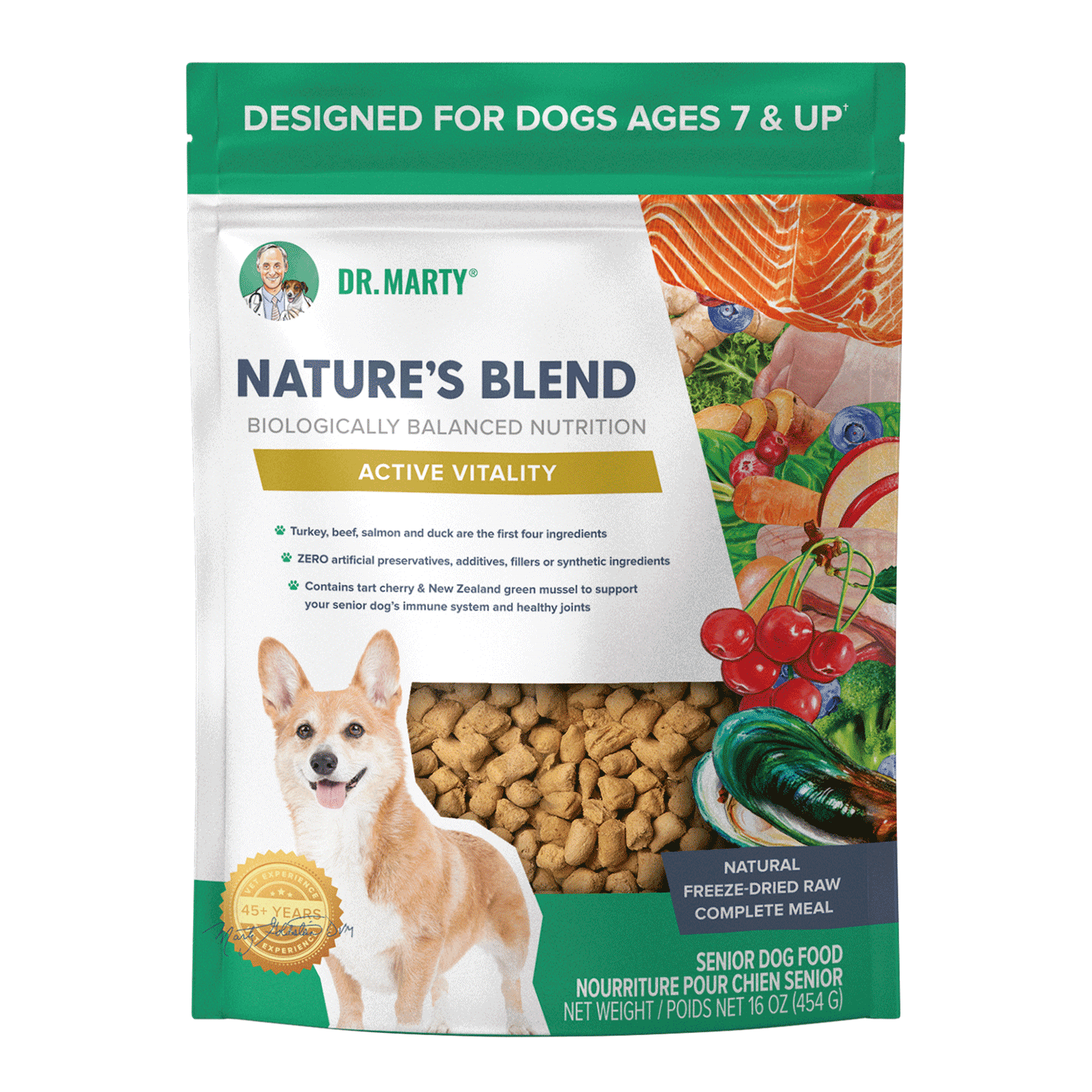 Dr Marty's Nature's Blend Active Vitality Senior Recipe Freeze Dried Dog Food