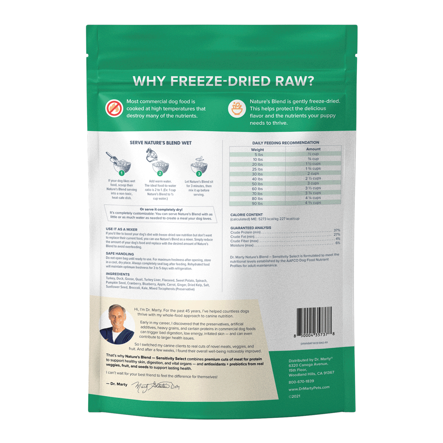 Dr Marty's Nature's Blend Sensitivity Select Recipe Freeze Dried Dog Food