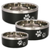 Indipets Double Walled Stainless Steel Pet Feeding Bowl, Black