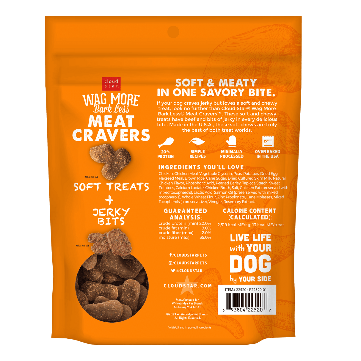 Cloud Star Wag More Bark Less Soft & Chewy Meat Cravers Chicken Jerky Dog Treats, 5oz