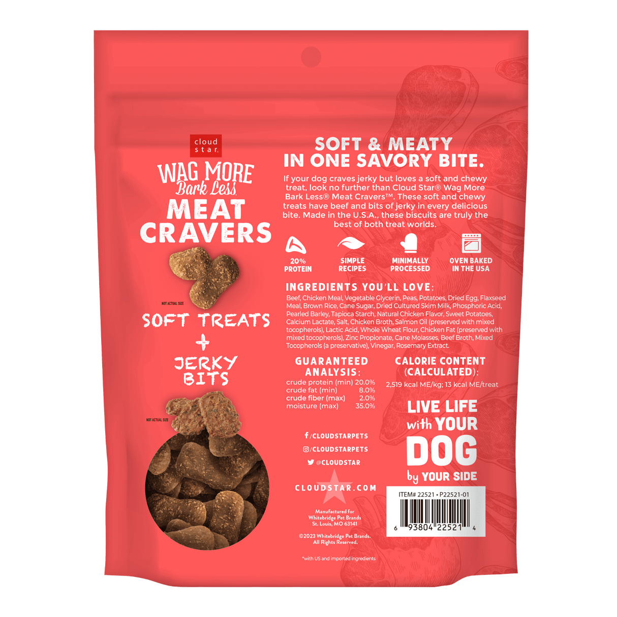 Cloud Star Wag More Bark Less Soft & Chewy Meat Cravers Beef Jerky Dog Treats, 5oz