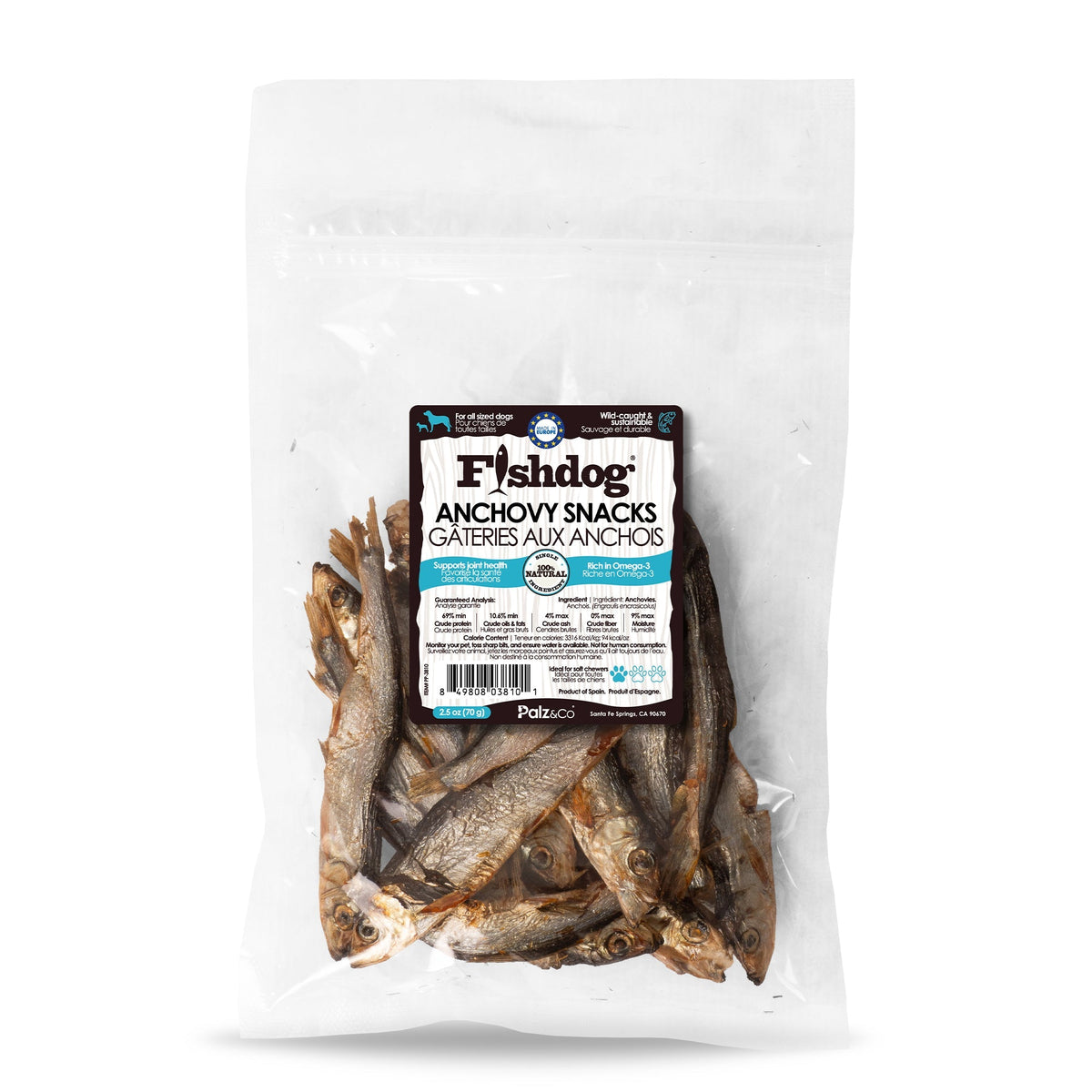 Fishdog Palz&Co Fishdog Whole Anchovies Dog Treats, 2.5oz – White Dog Bone