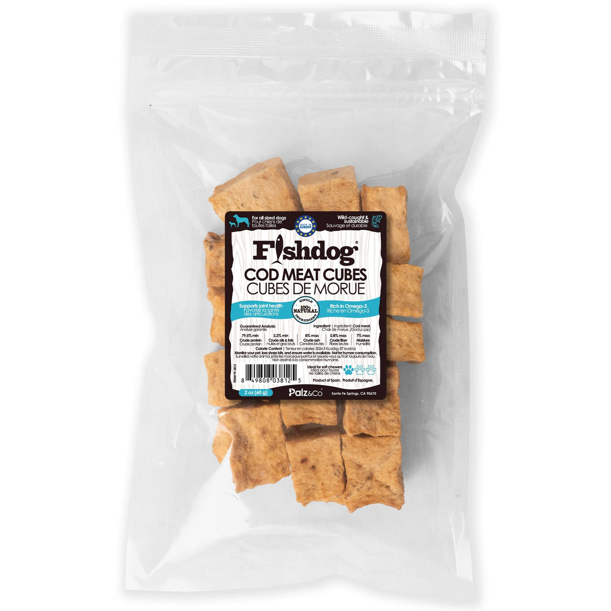 Palz&Co Fishdog Cod Meat Cube Dog Treats, 2.5oz