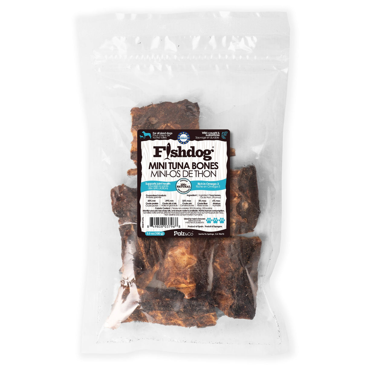 Palz&Co Fishdog Mini Tuna Bone Dog Treats, 3.5oz