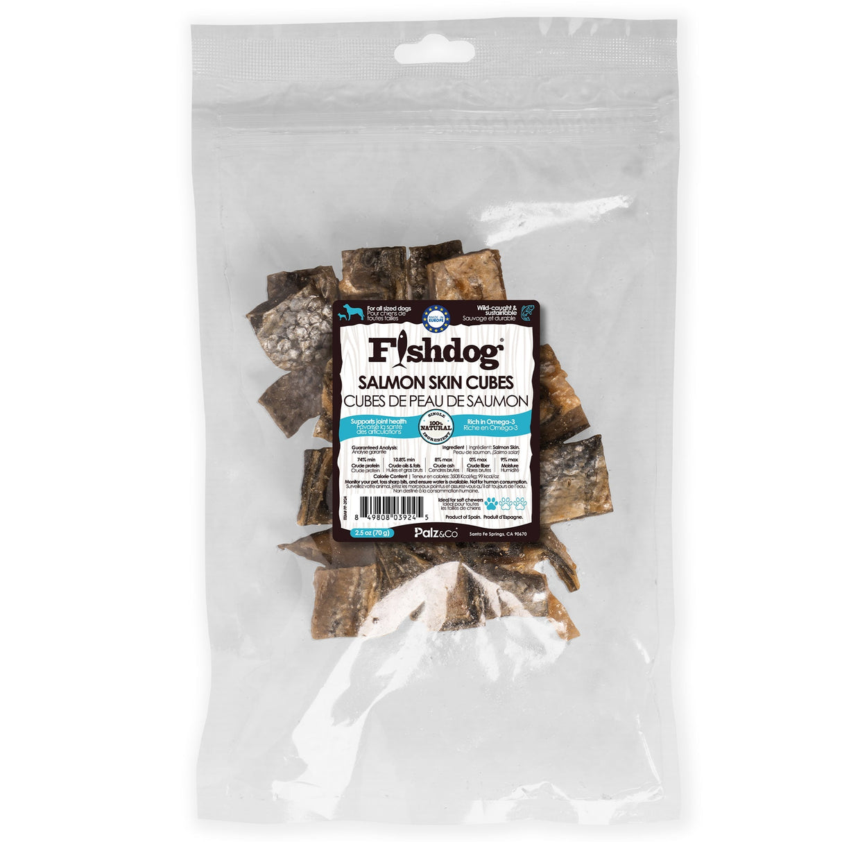 Palz&Co Fishdog Salmon Skin Cube Treats, 2.5oz
