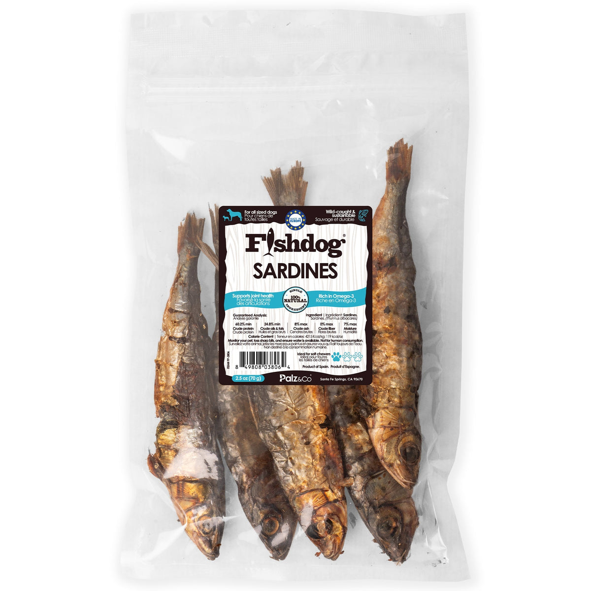 Palz&Co Fishdog Whole Sardines Dog Treats, 2.5oz – White Dog Bone