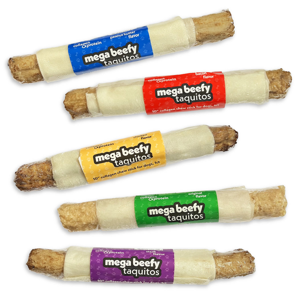 Frankly Pet Premium USA Beefy Taquitos Collagen Dog Chew, 10in Mega