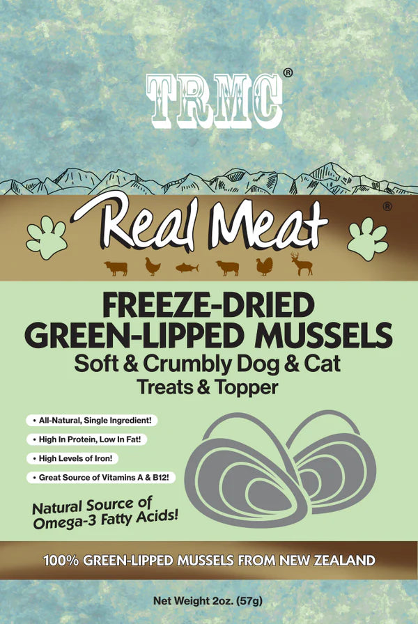 The Real Meat Company Freeze-Dried Green Lipped Mussels Dog Treats, 2oz
