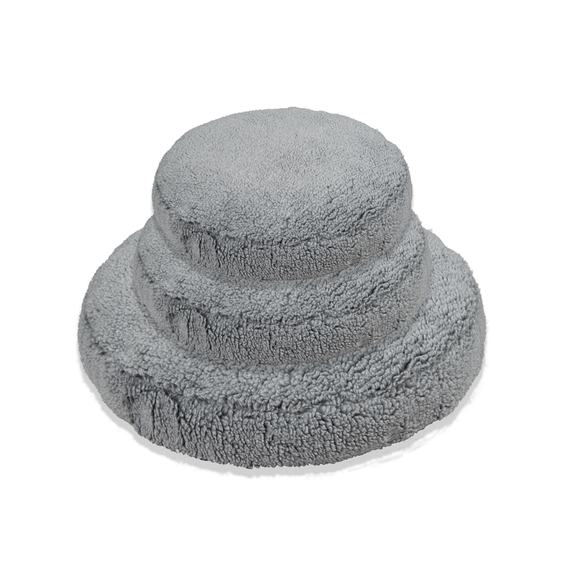 HuggleHounds HuggleFleece Pouf Dog Bed, Grey