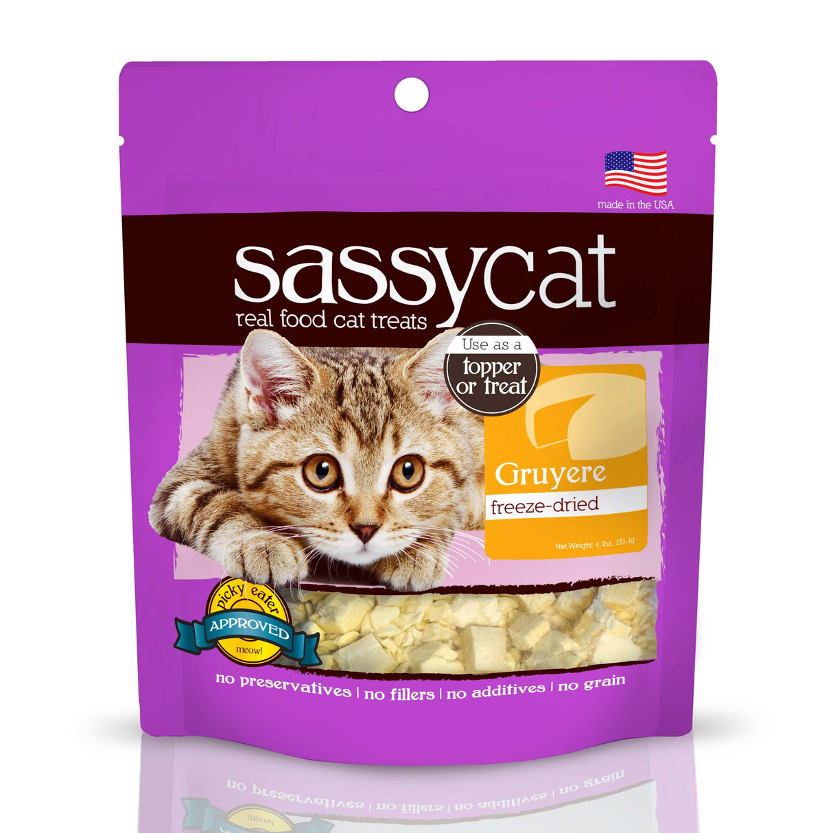 Sassy Cat Freeze Dried Gruyere Cheese Cat Treats, 4.3oz