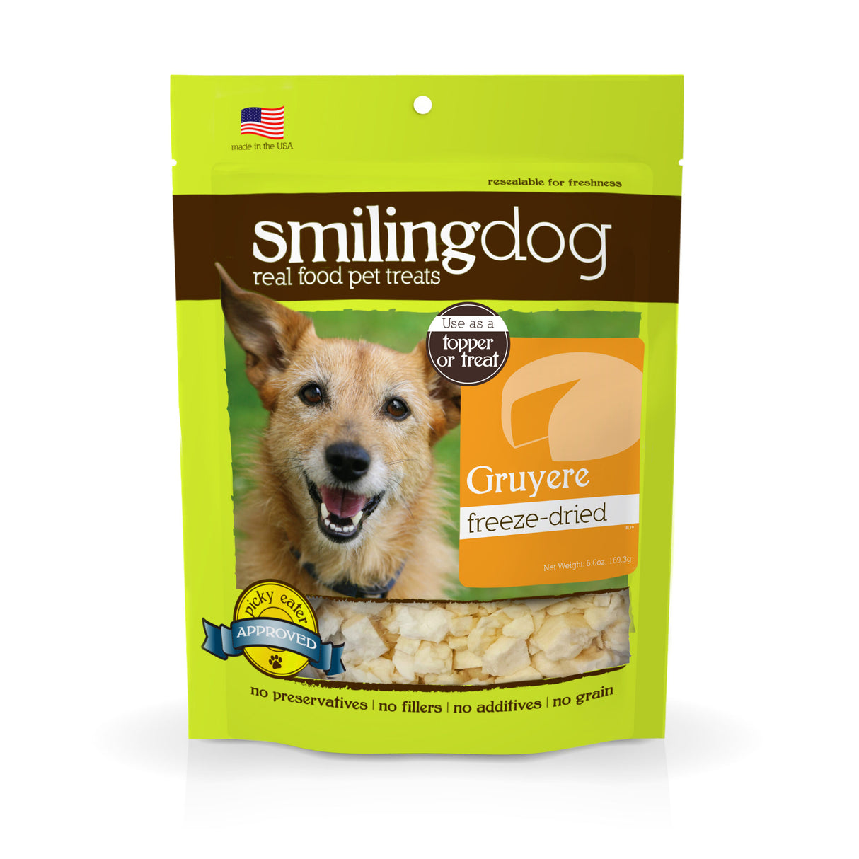 Smiling Dog Freeze Dried Gruyere Cheese Dog Treats, 6.3oz
