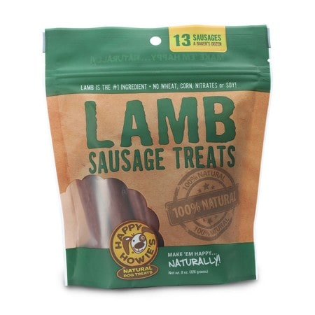 Happy Howie's USA Baker's Dozen Lamb Sausage Links Meaty Dog Treats, 4"