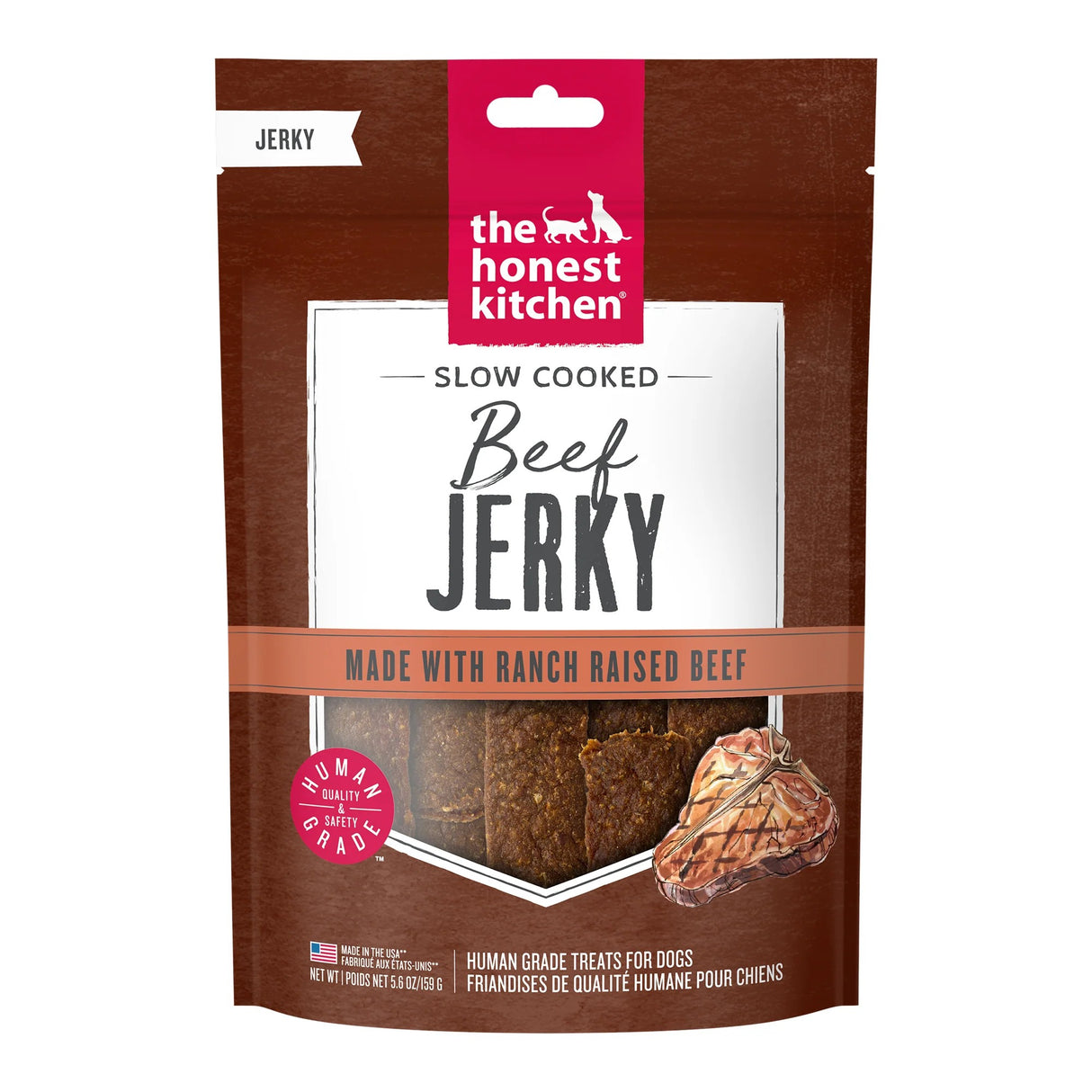 The Honest Kitchen Slow-Cooked Beef Jerky Chews Dog Treat, 5oz