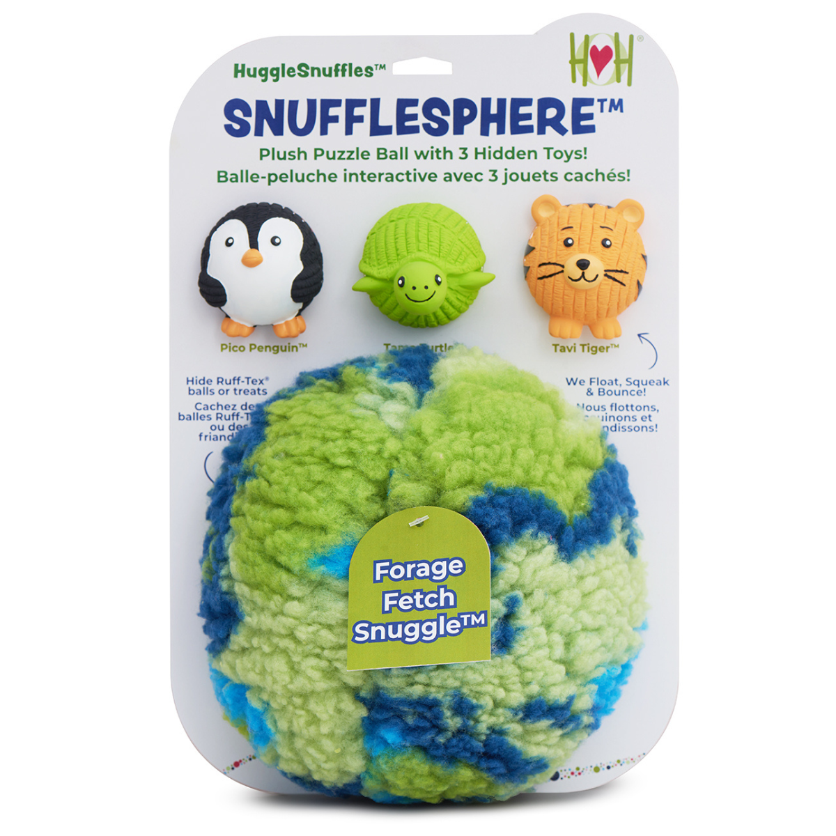 HuggleHounds HuggleSnuffles SnuffleSphere Puzzle Ball Durable Squeaky Interactive Dog Toy