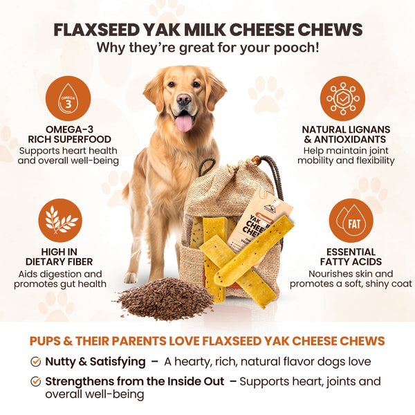 PeaksNPaws All Natural Flaxseed Flavored Yak Chews For Dogs