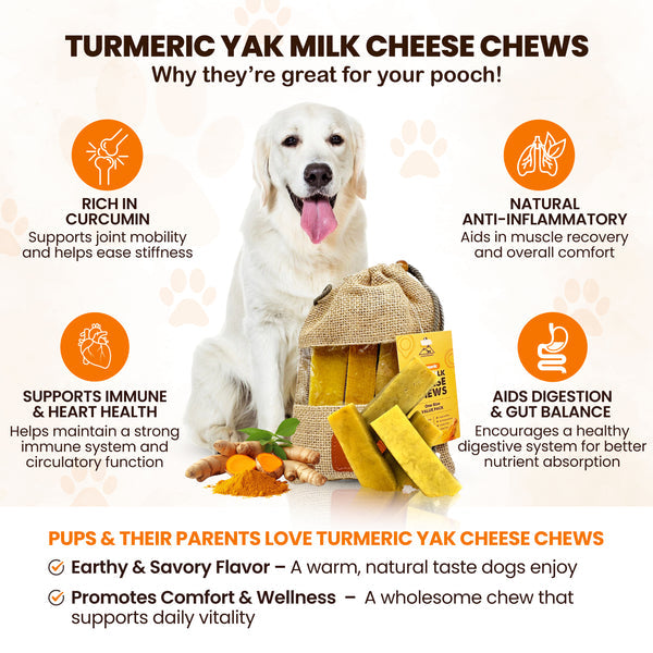 PeaksNPaws All Natural Turmeric Flavored Yak Chews For Dogs