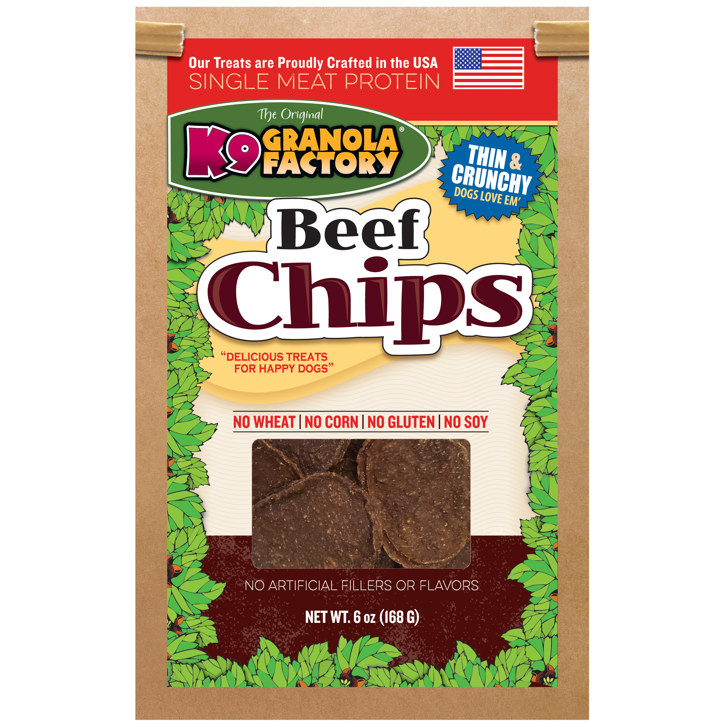 K9 Granola Factory Chip Collection Beef Chips Dog Treats, 6oz