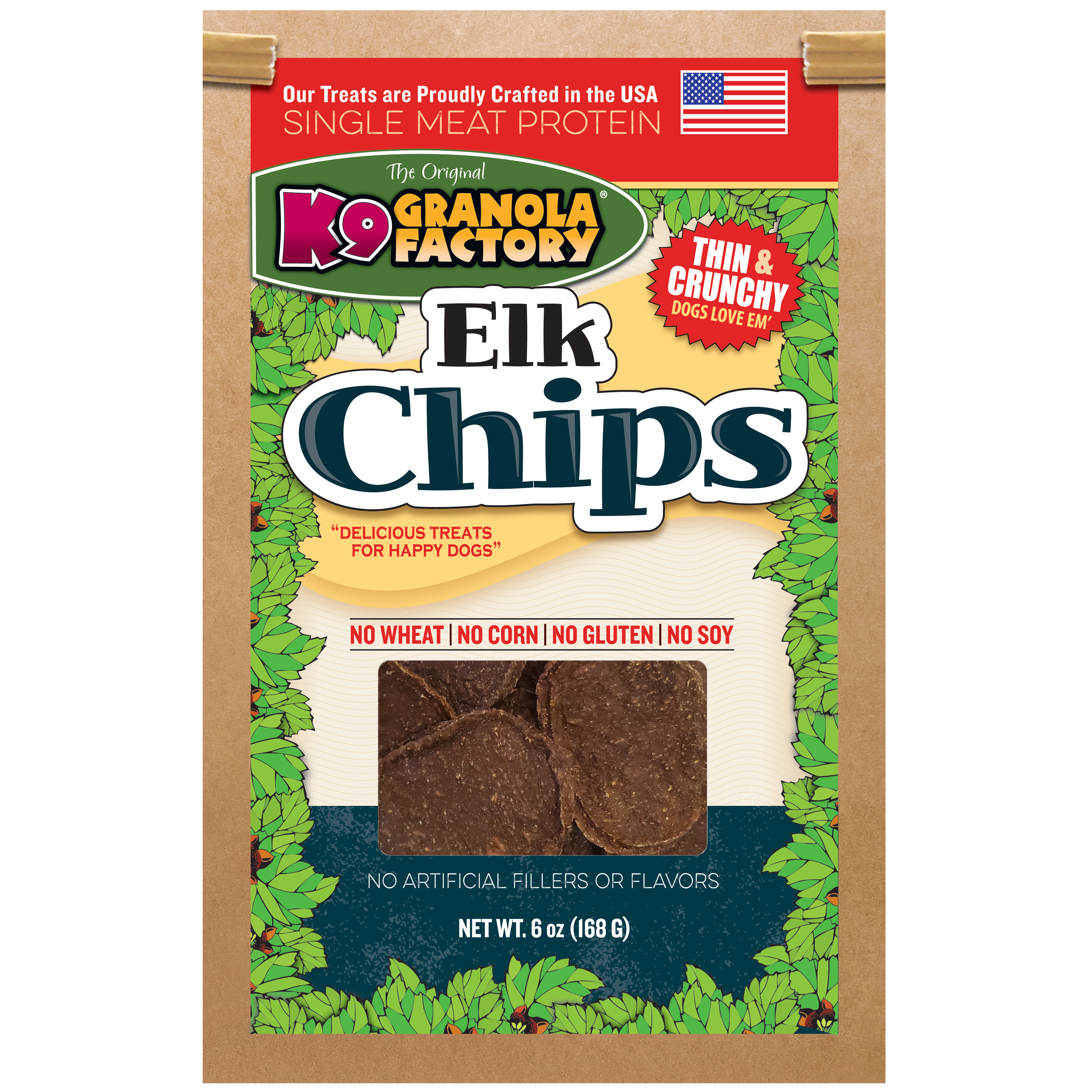 K9 Granola Factory Chip Collection Elk Chips Dog Treats, 5oz